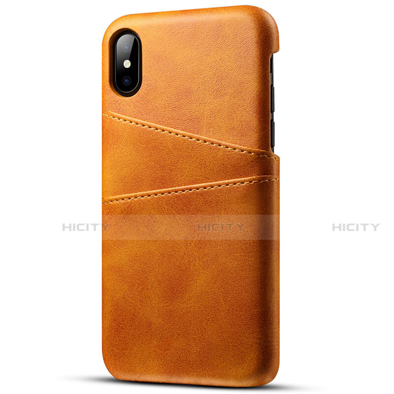 Handyhülle Hülle Luxus Leder Schutzhülle S06 für Apple iPhone X Orange Plus