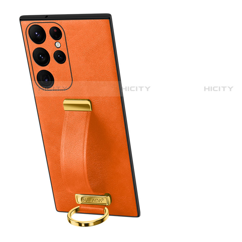 Handyhülle Hülle Luxus Leder Schutzhülle S06 für Samsung Galaxy S23 Ultra 5G Orange Plus