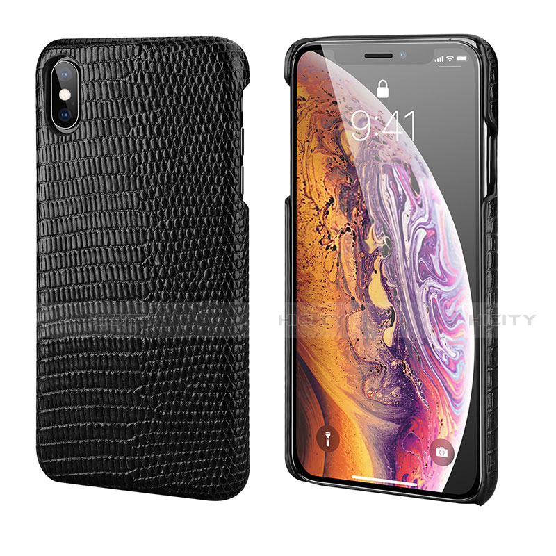 Handyhülle Hülle Luxus Leder Schutzhülle S12 für Apple iPhone X Schwarz