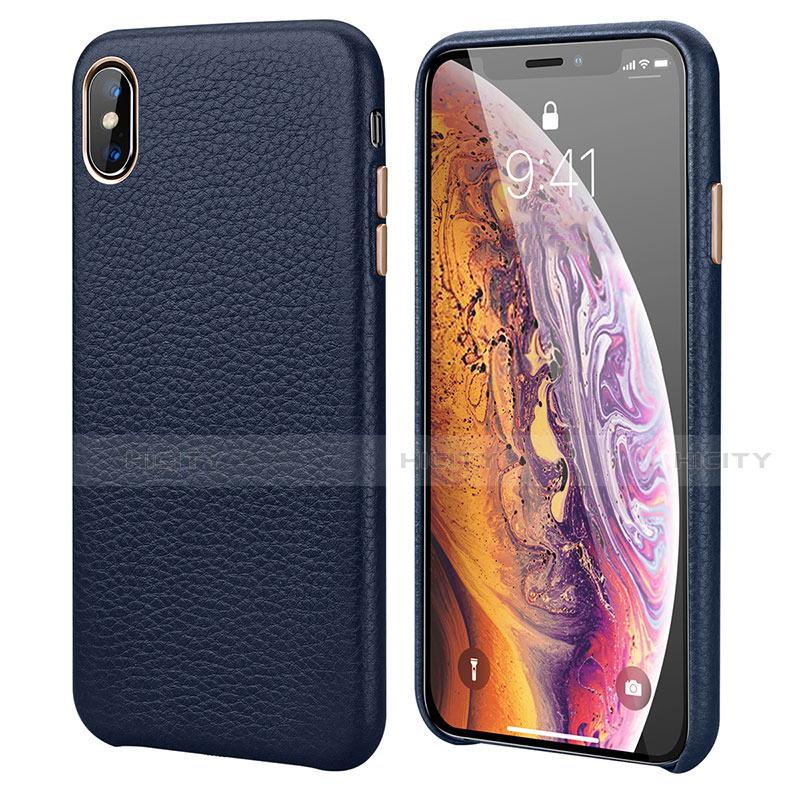 Handyhülle Hülle Luxus Leder Schutzhülle S14 für Apple iPhone X Blau