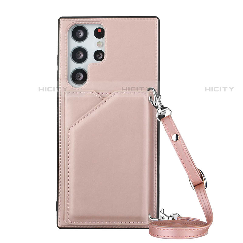 Handyhülle Hülle Luxus Leder Schutzhülle Y01B für Samsung Galaxy S21 Ultra 5G Rosegold