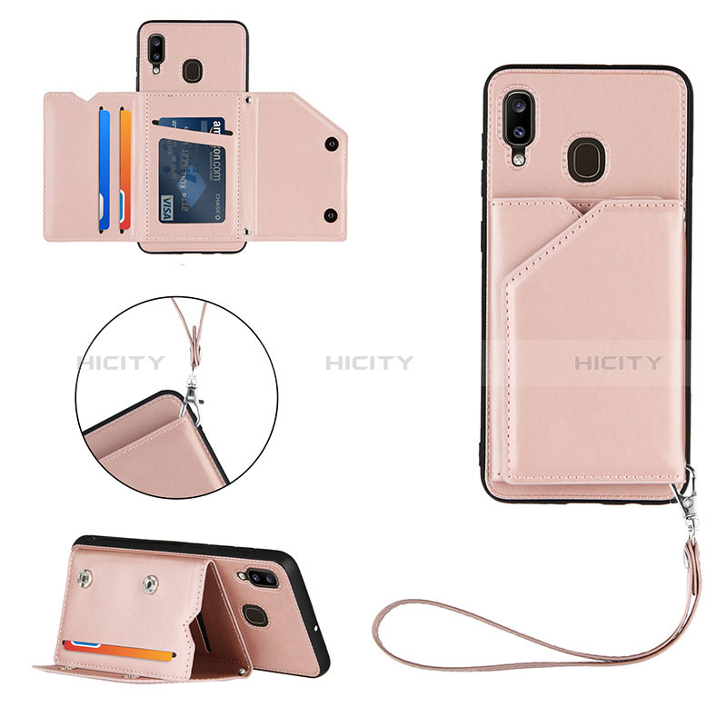 Handyhülle Hülle Luxus Leder Schutzhülle Y03B für Samsung Galaxy A20 Rosegold