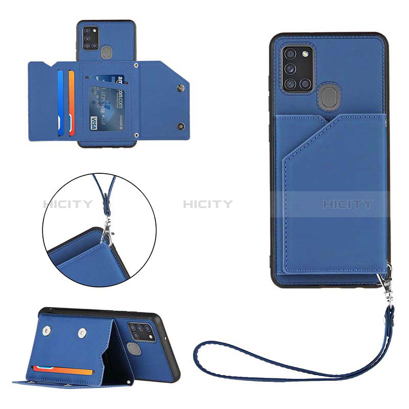 Handyhülle Hülle Luxus Leder Schutzhülle Y03B für Samsung Galaxy A21s Blau Plus
