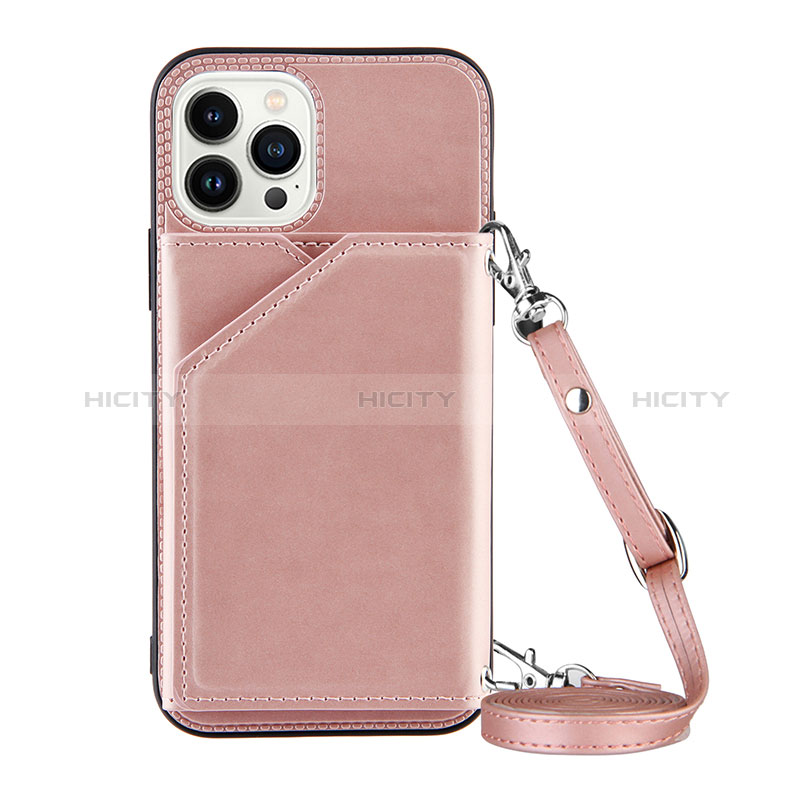 Handyhülle Hülle Luxus Leder Schutzhülle Y04B für Apple iPhone 16 Pro Max Rosegold Plus