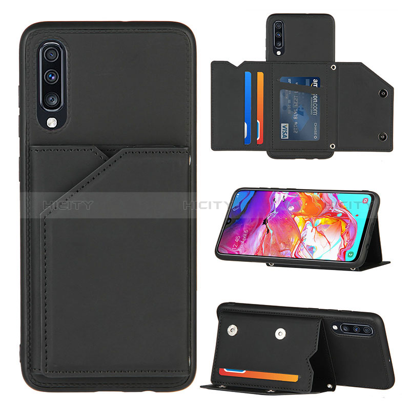 Handyhülle Hülle Luxus Leder Schutzhülle Y04B für Samsung Galaxy A70 Schwarz Plus