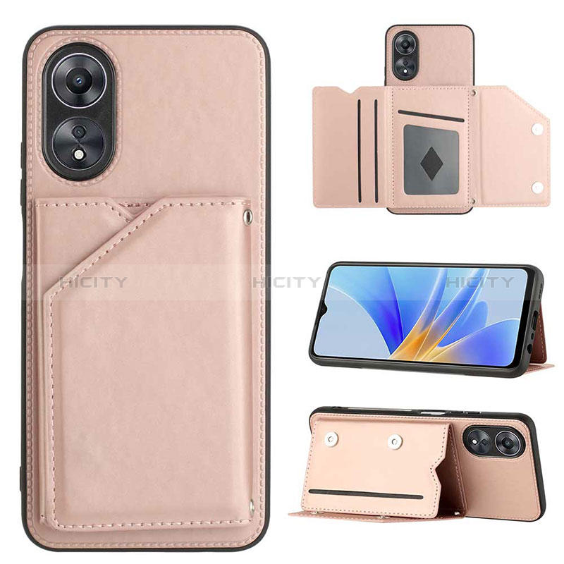 Handyhülle Hülle Luxus Leder Schutzhülle YB1 für Oppo A17 Rosegold Plus