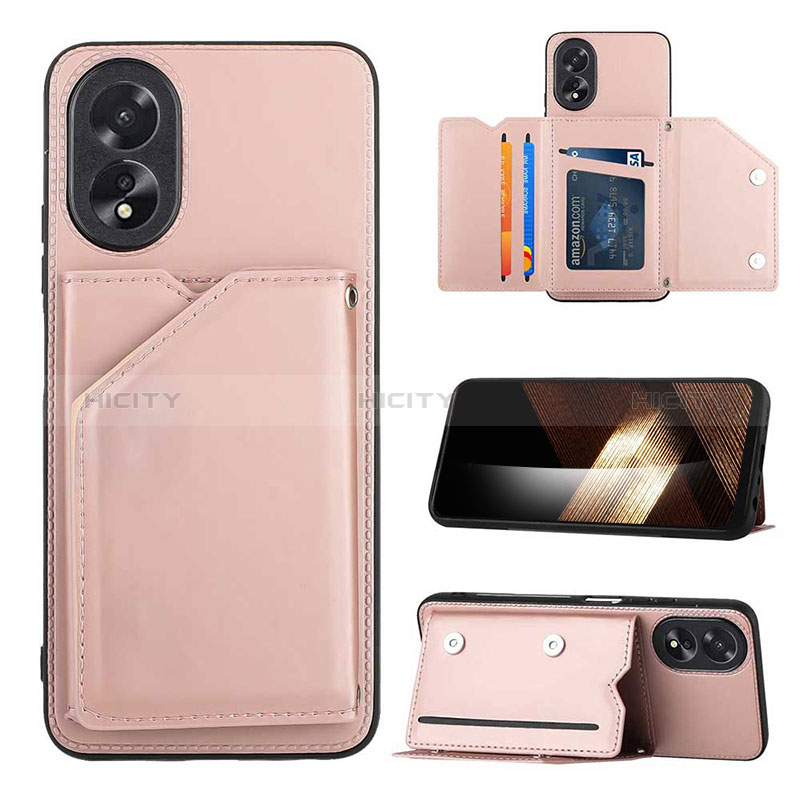 Handyhülle Hülle Luxus Leder Schutzhülle YB1 für Oppo A18 Rosegold Plus