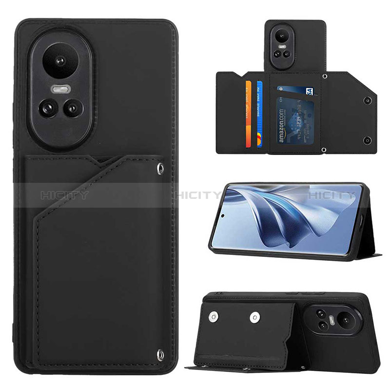 Handyhülle Hülle Luxus Leder Schutzhülle YB2 für Oppo Reno10 5G Schwarz Plus