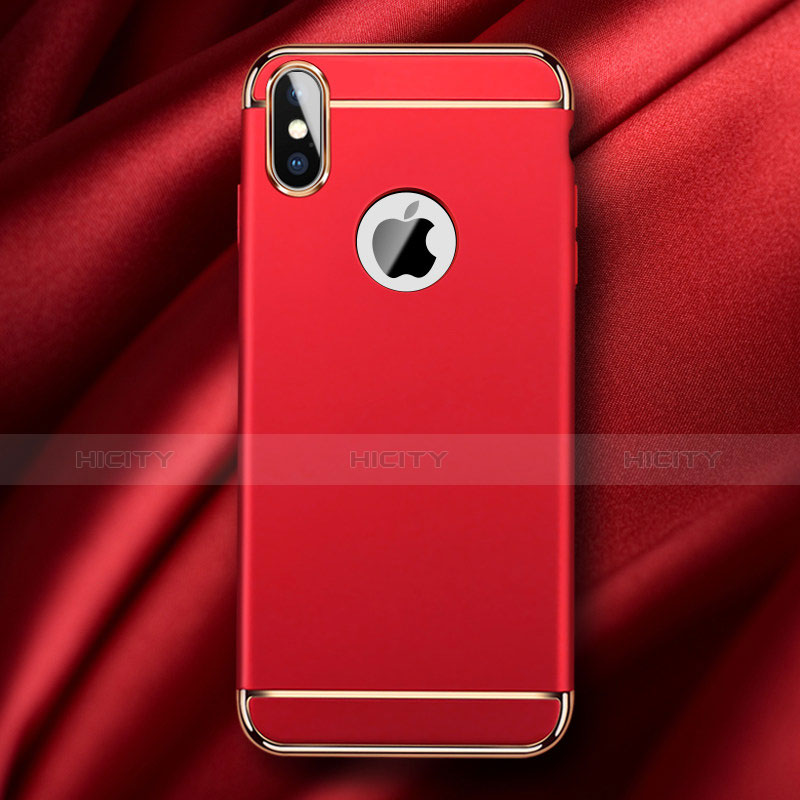 Handyhülle Hülle Luxus Metall Rahmen und Kunststoff C01 für Apple iPhone X Rot