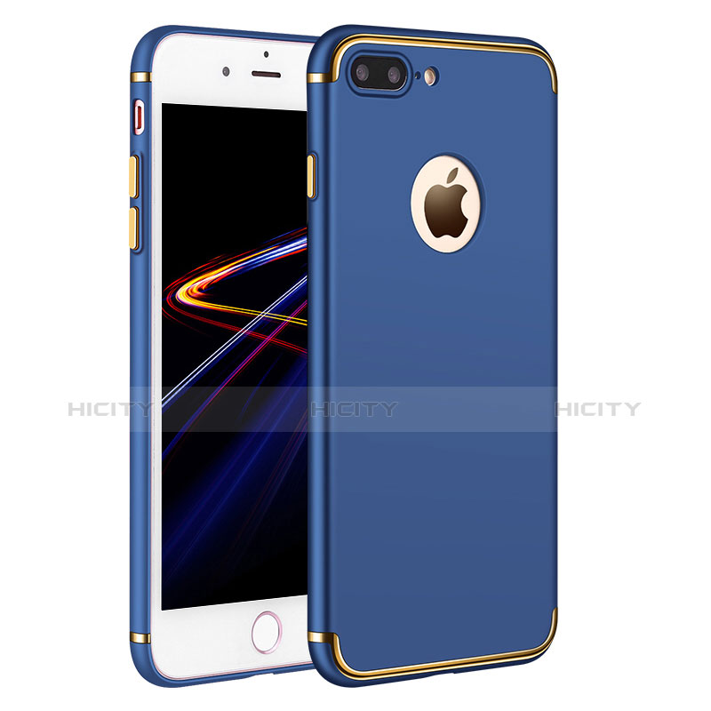 Handyhülle Hülle Luxus Metall Rahmen und Kunststoff F02 für Apple iPhone 7 Plus Blau Plus