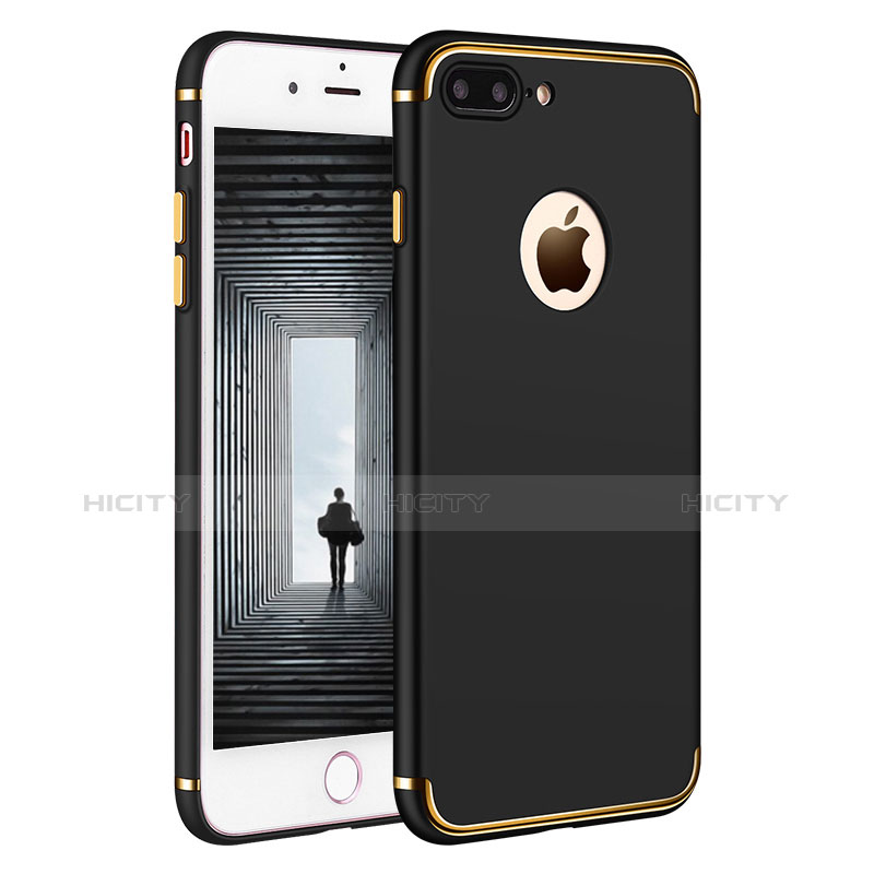 Handyhülle Hülle Luxus Metall Rahmen und Kunststoff F02 für Apple iPhone 7 Plus Schwarz