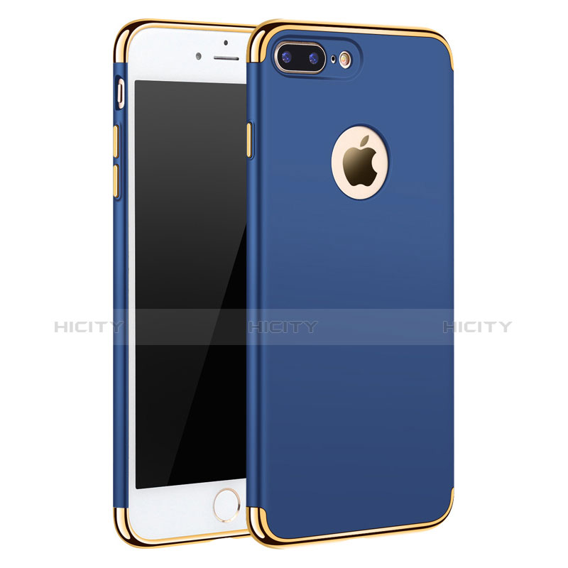 Handyhülle Hülle Luxus Metall Rahmen und Kunststoff F05 für Apple iPhone 7 Plus Blau Plus