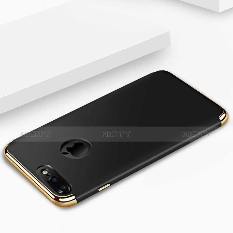 Handyhülle Hülle Luxus Metall Rahmen und Kunststoff F05 für Apple iPhone 7 Plus Schwarz