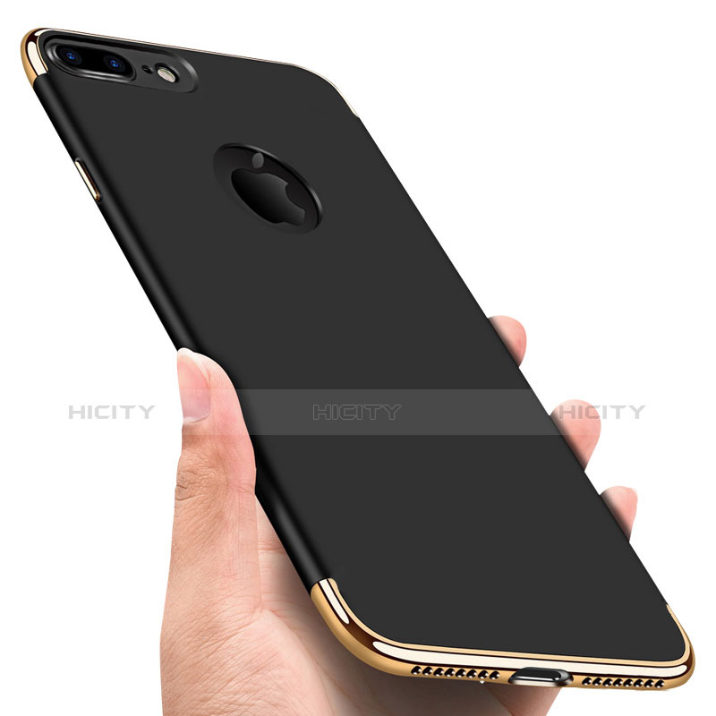 Handyhülle Hülle Luxus Metall Rahmen und Kunststoff F05 für Apple iPhone 7 Plus Schwarz