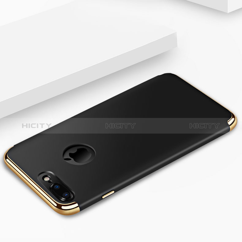 Handyhülle Hülle Luxus Metall Rahmen und Kunststoff F05 für Apple iPhone 8 Plus Schwarz