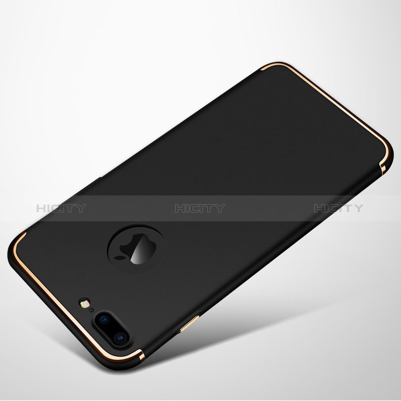 Handyhülle Hülle Luxus Metall Rahmen und Kunststoff für Apple iPhone 8 Plus Schwarz groß