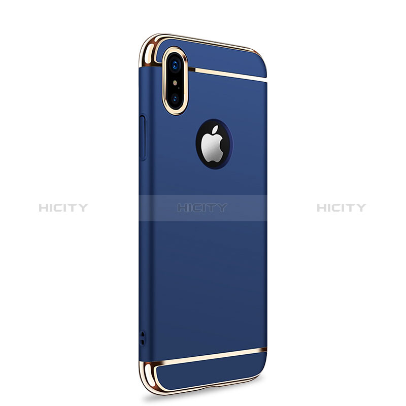 Handyhülle Hülle Luxus Metall Rahmen und Kunststoff für Apple iPhone Xs Max Blau