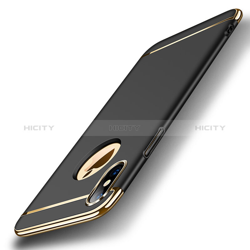 Handyhülle Hülle Luxus Metall Rahmen und Kunststoff für Apple iPhone Xs Max Schwarz Plus