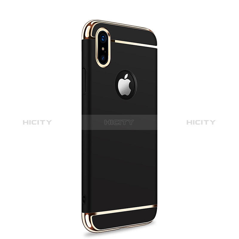 Handyhülle Hülle Luxus Metall Rahmen und Kunststoff für Apple iPhone Xs Max Schwarz groß