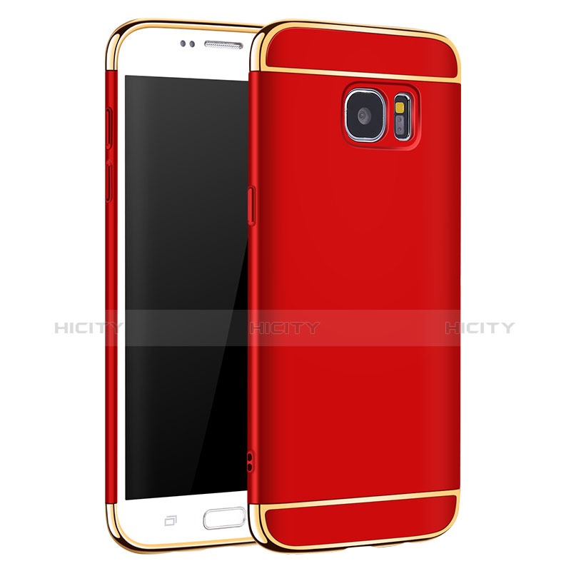 Handyhülle Hülle Luxus Metall Rahmen und Kunststoff für Samsung Galaxy S7 Edge G935F Rot groß