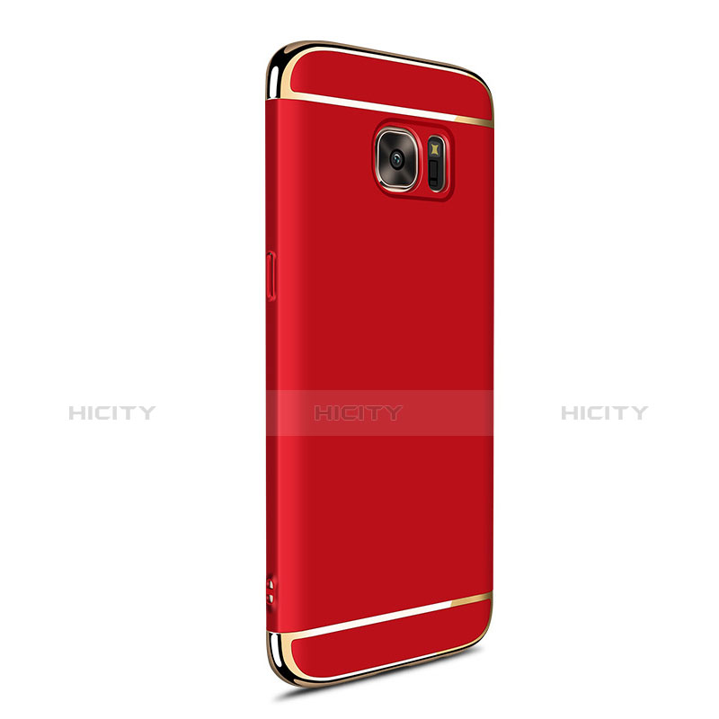 Handyhülle Hülle Luxus Metall Rahmen und Kunststoff für Samsung Galaxy S7 Edge G935F Rot groß