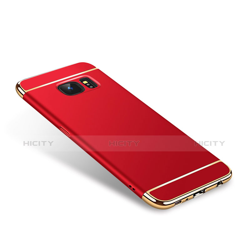 Handyhülle Hülle Luxus Metall Rahmen und Kunststoff für Samsung Galaxy S7 Edge G935F Rot groß