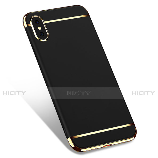 Handyhülle Hülle Luxus Metall Rahmen und Kunststoff M01 für Apple iPhone X Schwarz groß