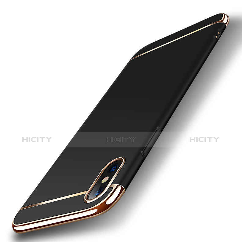 Handyhülle Hülle Luxus Metall Rahmen und Kunststoff M01 für Apple iPhone X Schwarz groß