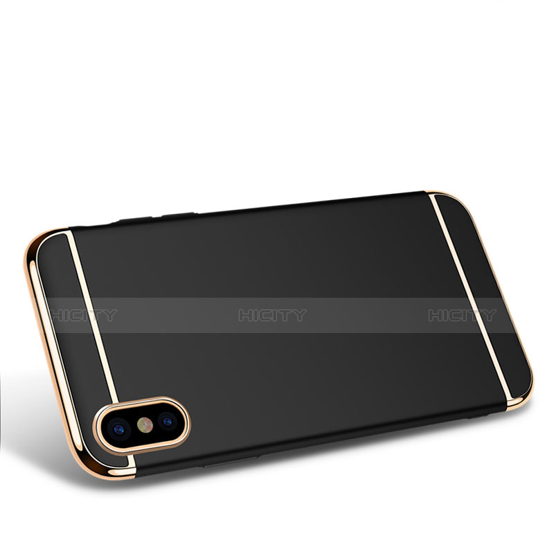 Handyhülle Hülle Luxus Metall Rahmen und Kunststoff M01 für Apple iPhone Xs Schwarz groß
