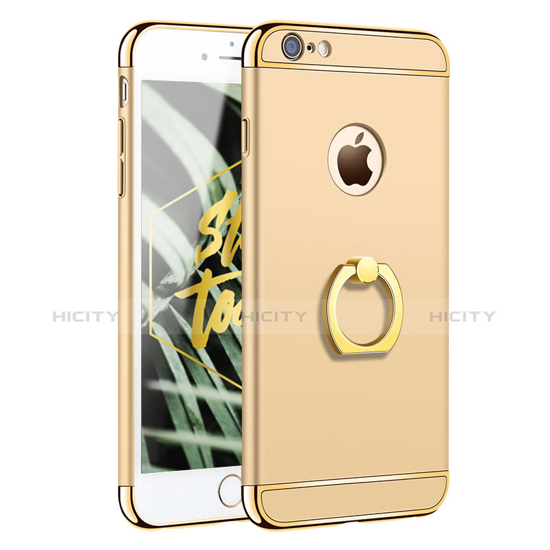 Handyhülle Hülle Luxus Metall Rahmen und Kunststoff mit Fingerring Ständer A01 für Apple iPhone 6S Gold