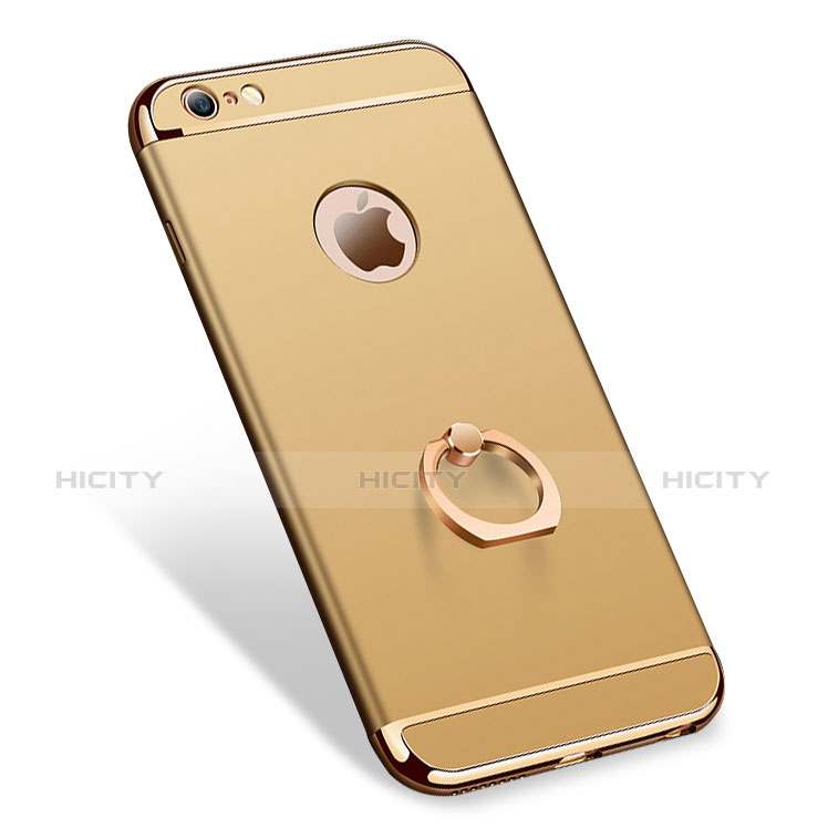 Handyhülle Hülle Luxus Metall Rahmen und Kunststoff mit Fingerring Ständer A01 für Apple iPhone 6S Gold groß