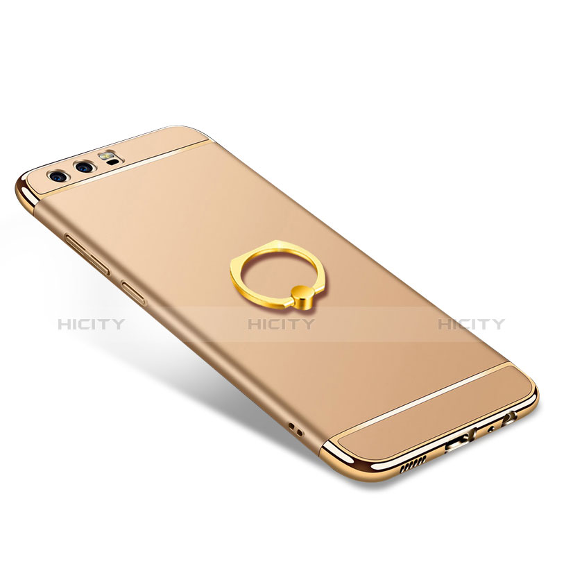 Handyhülle Hülle Luxus Metall Rahmen und Kunststoff mit Fingerring Ständer A01 für Huawei P10 Gold