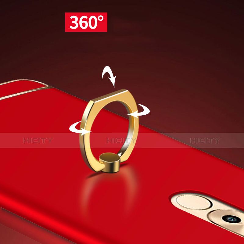 Handyhülle Hülle Luxus Metall Rahmen und Kunststoff mit Fingerring Ständer A02 für Huawei GR5 (2017) Rot