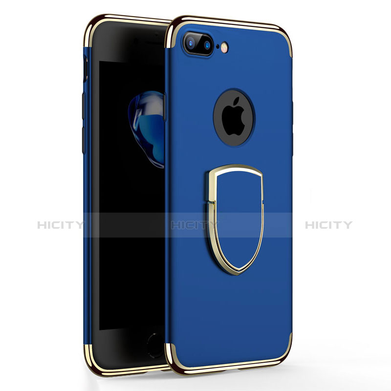 Handyhülle Hülle Luxus Metall Rahmen und Kunststoff mit Fingerring Ständer A03 für Apple iPhone 7 Plus Blau Plus