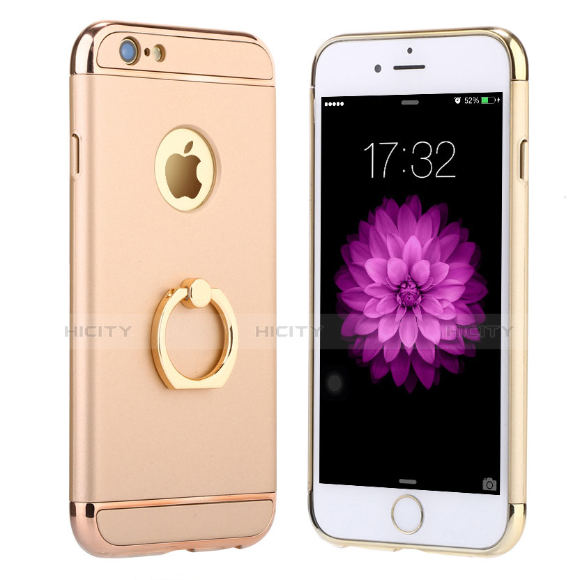 Handyhülle Hülle Luxus Metall Rahmen und Kunststoff mit Fingerring Ständer A05 für Apple iPhone 6 Gold