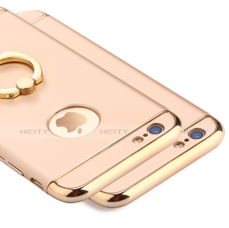 Handyhülle Hülle Luxus Metall Rahmen und Kunststoff mit Fingerring Ständer A05 für Apple iPhone 6S Gold