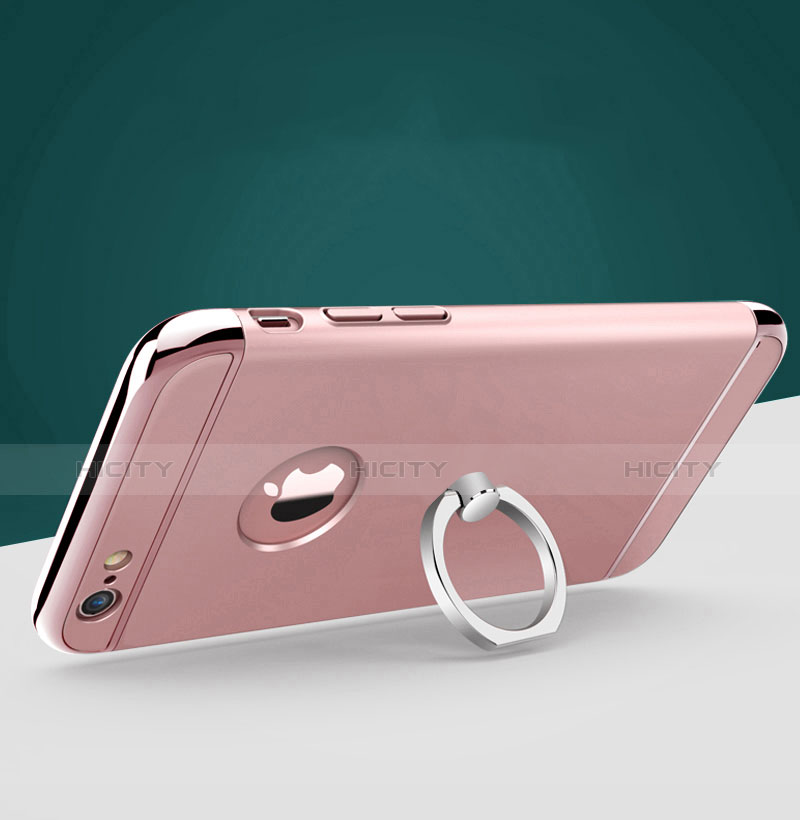 Handyhülle Hülle Luxus Metall Rahmen und Kunststoff mit Fingerring Ständer für Apple iPhone 6 Plus Rosa