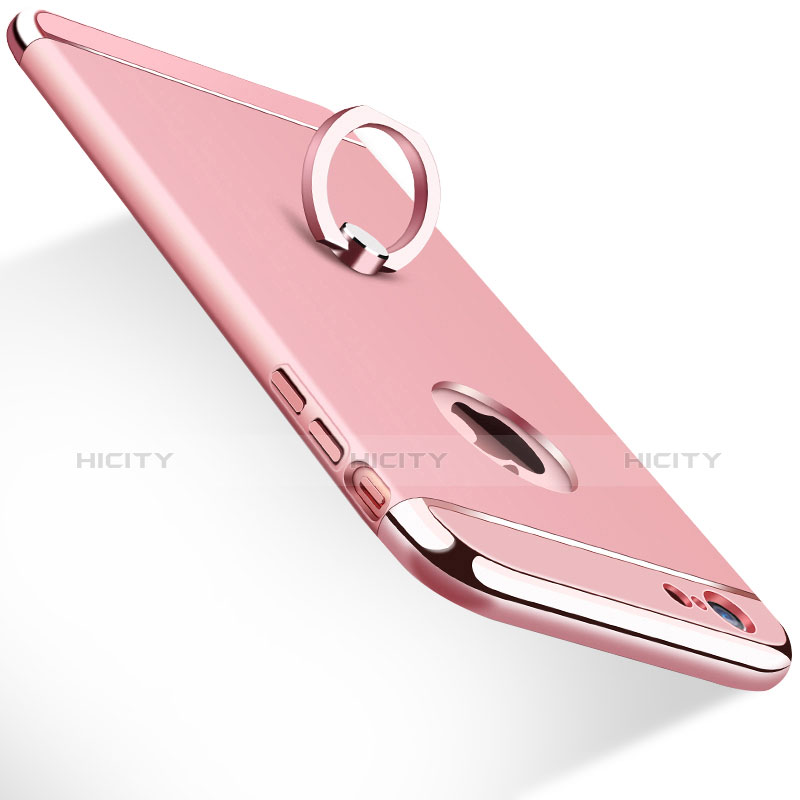 Handyhülle Hülle Luxus Metall Rahmen und Kunststoff mit Fingerring Ständer für Apple iPhone 6 Rosegold