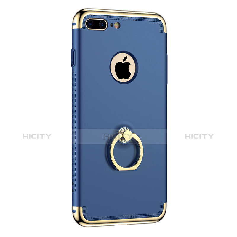 Handyhülle Hülle Luxus Metall Rahmen und Kunststoff mit Fingerring Ständer für Apple iPhone 7 Plus Blau Plus