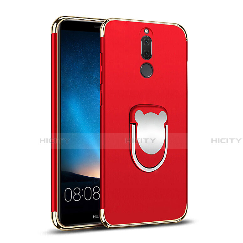 Handyhülle Hülle Luxus Metall Rahmen und Kunststoff mit Fingerring Ständer für Huawei G10 Rot