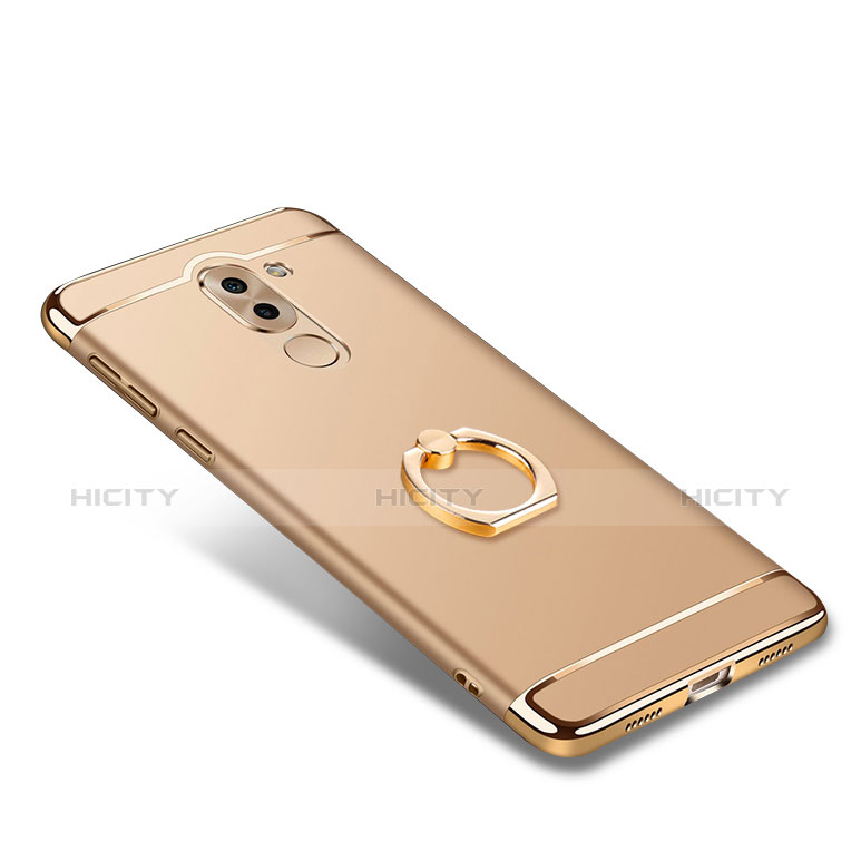 Handyhülle Hülle Luxus Metall Rahmen und Kunststoff mit Fingerring Ständer für Huawei GR5 (2017) Gold groß