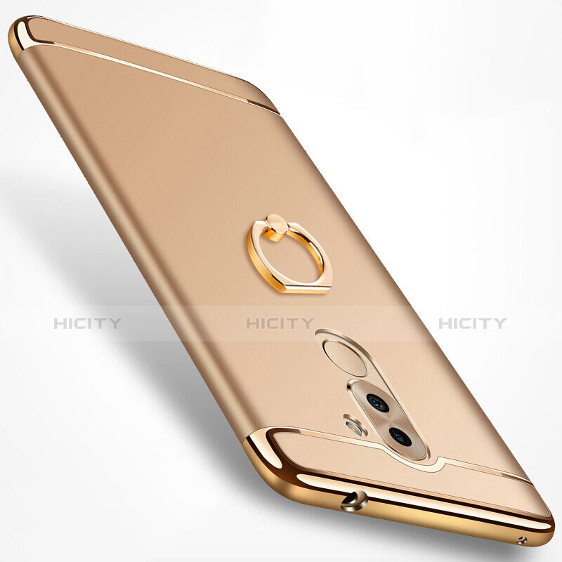 Handyhülle Hülle Luxus Metall Rahmen und Kunststoff mit Fingerring Ständer für Huawei GR5 (2017) Gold