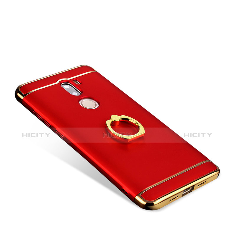 Handyhülle Hülle Luxus Metall Rahmen und Kunststoff mit Fingerring Ständer für Xiaomi Mi 5S Plus Rot groß