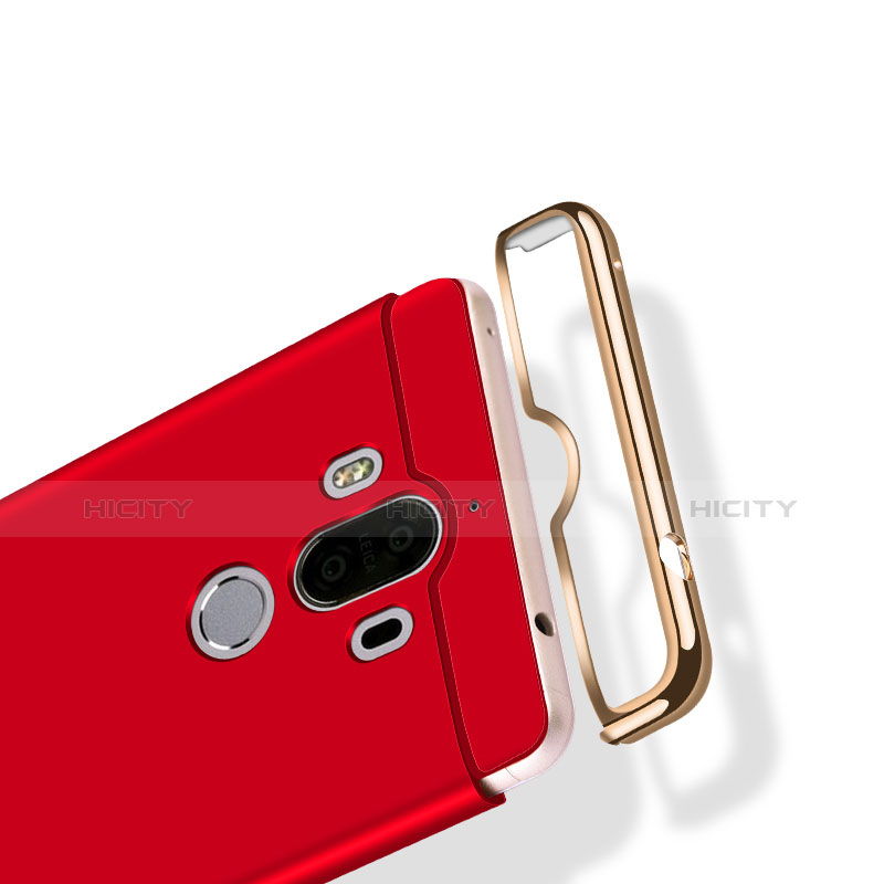 Handyhülle Hülle Luxus Metall Rahmen und Kunststoff mit Fingerring Ständer Q04 für Huawei Mate 9 Rot