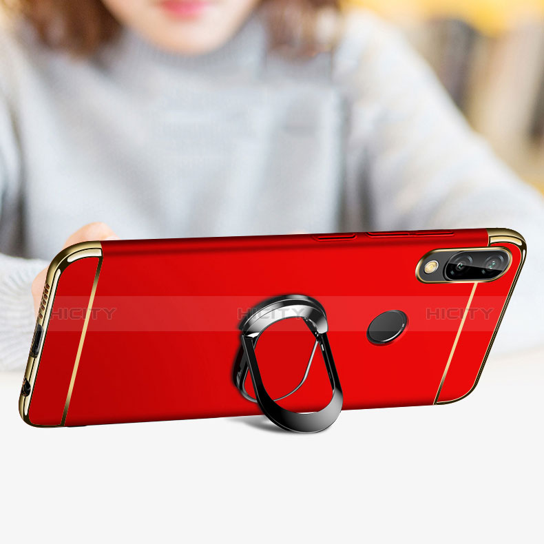 Handyhülle Hülle Luxus Metall Rahmen und Kunststoff mit Magnetisch Fingerring Ständer für Huawei Nova 3i Rot