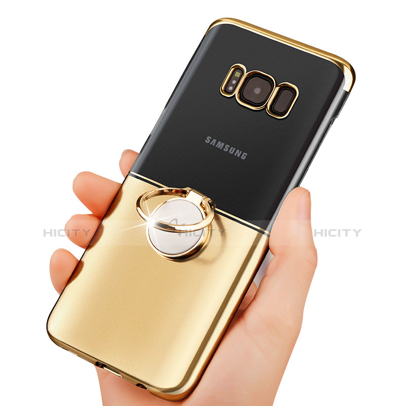 Handyhülle Hülle Luxus Metall Rahmen und Kunststoff mit Magnetisch Fingerring Ständer für Samsung Galaxy S8 Gold