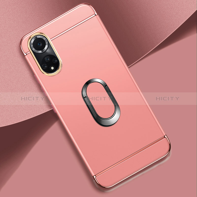 Handyhülle Hülle Luxus Metall Rahmen und Kunststoff Schutzhülle Hartschalen Tasche mit Fingerring Ständer für Huawei Honor 50 Pro 5G Rosegold