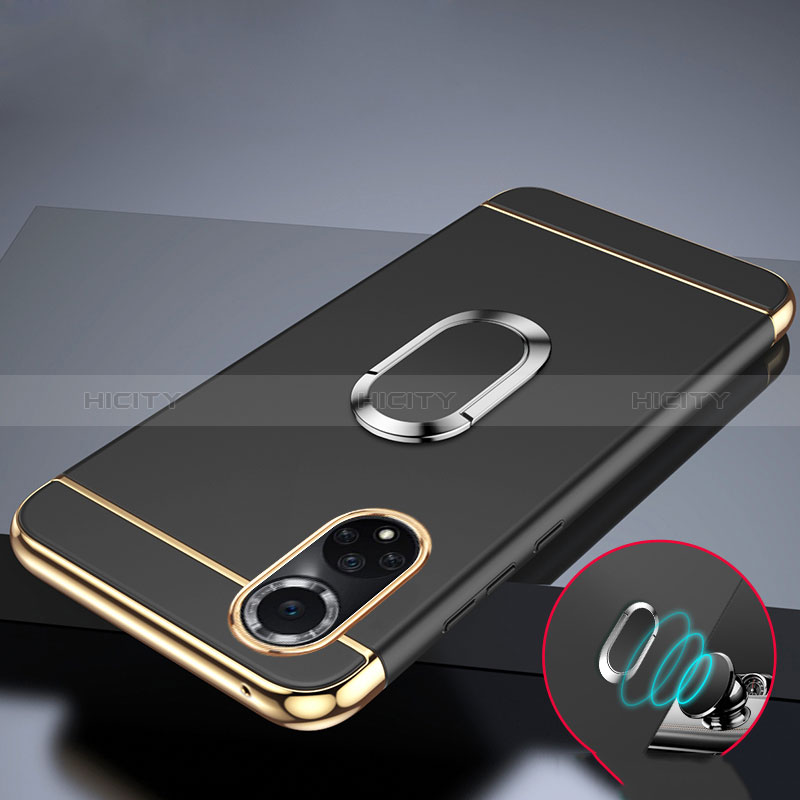 Handyhülle Hülle Luxus Metall Rahmen und Kunststoff Schutzhülle Hartschalen Tasche mit Fingerring Ständer für Huawei Nova 9 groß