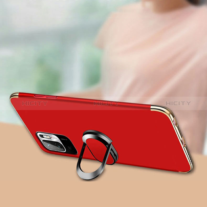 Handyhülle Hülle Luxus Metall Rahmen und Kunststoff Schutzhülle Hartschalen Tasche mit Fingerring Ständer für Xiaomi POCO M3 Pro 5G