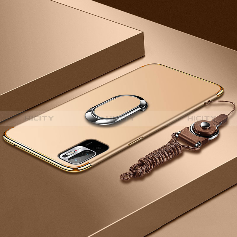 Handyhülle Hülle Luxus Metall Rahmen und Kunststoff Schutzhülle Hartschalen Tasche mit Fingerring Ständer für Xiaomi Redmi Note 11 SE 5G Gold Plus